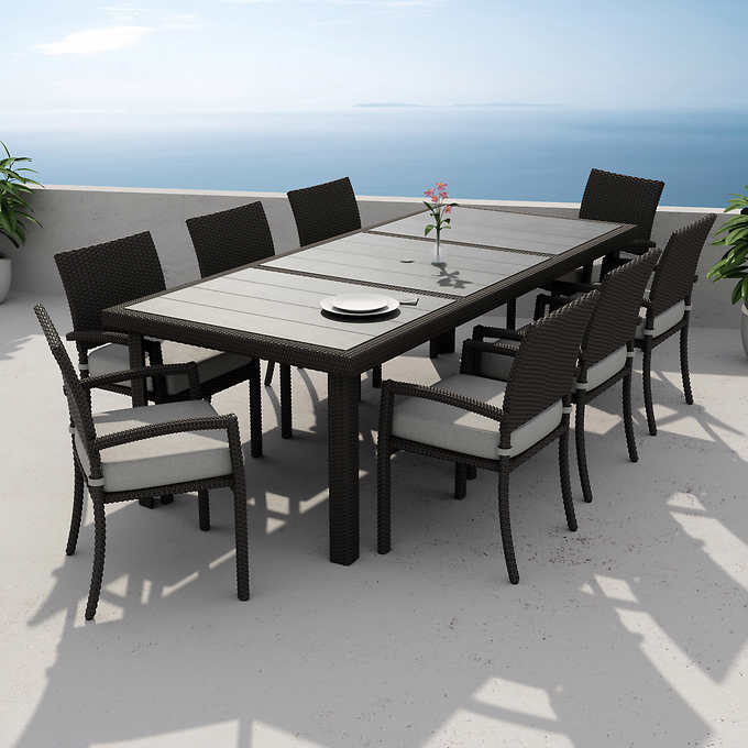 Portofino Comfort 9 Piece Dining Set, Stone Top Patio Table Costco
