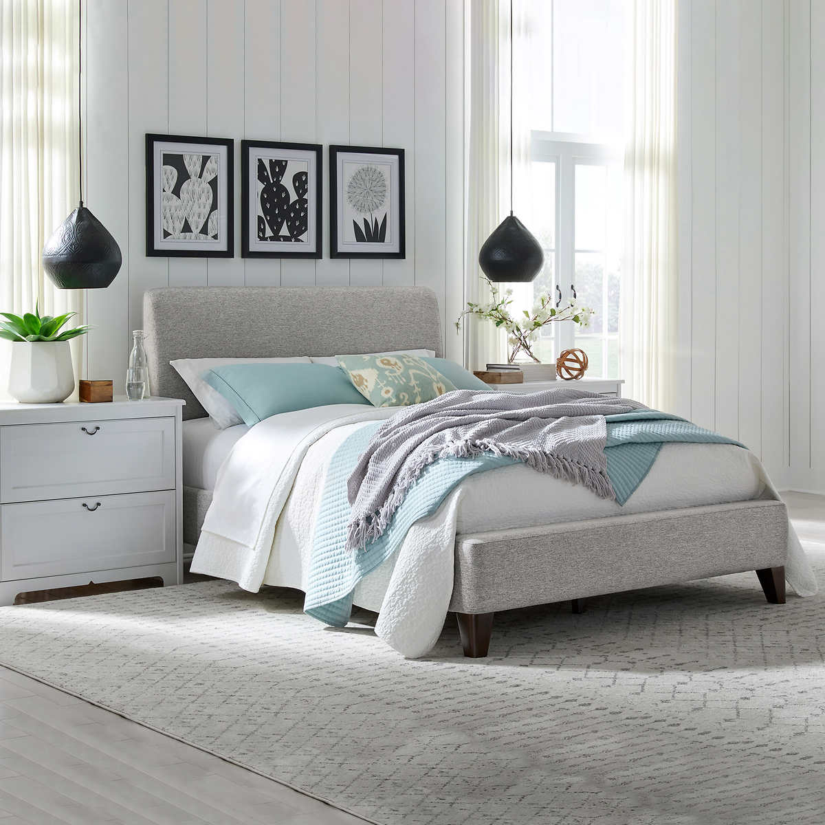 Cecelia Queen Upholstered Bed Costco, Queen Gray Tufted Headboard And Footboard