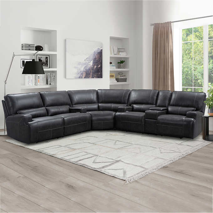 Matera Power Reclining Sectional Costco, Leather Sectional Reclining Sofa Costco