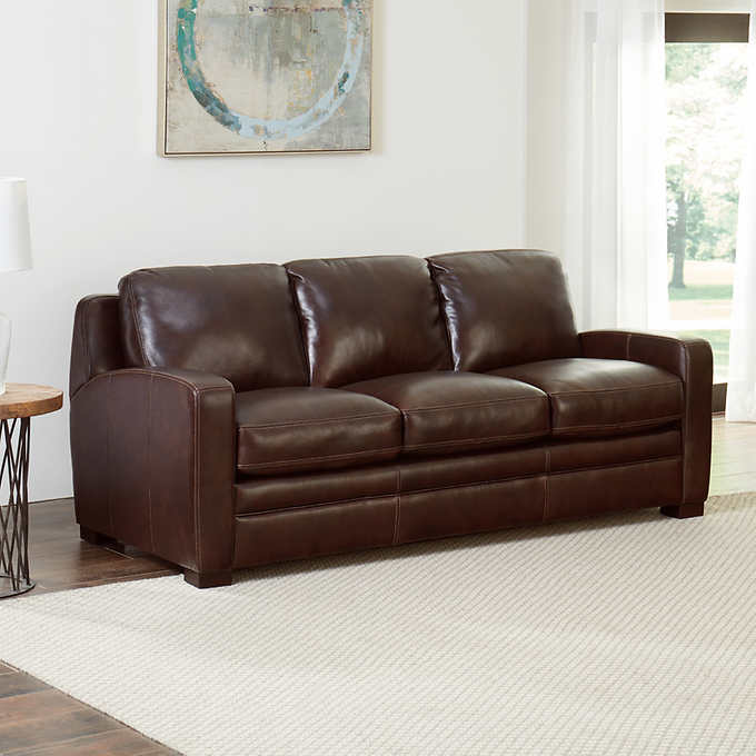 Kalana Leather Sleeper Sofa Costco, Dark Brown Leather Sofa Sleeper