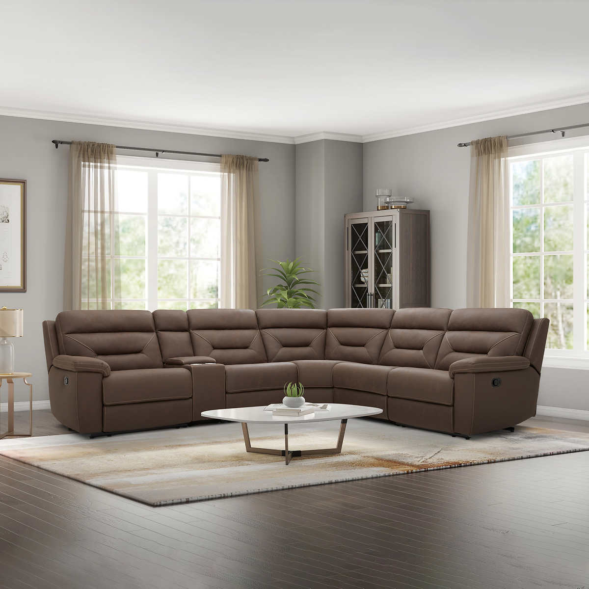 6 Piece Fabric Reclining Sectional Costco, Costco Sectional Sofa With Recliner
