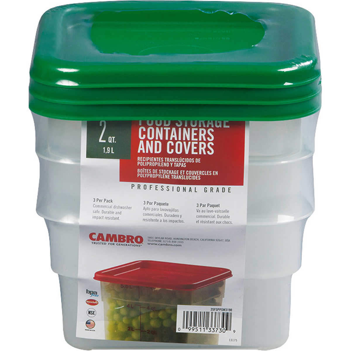 Cambro Round 4 Quart Food Storage Container with Lid 3 ct 