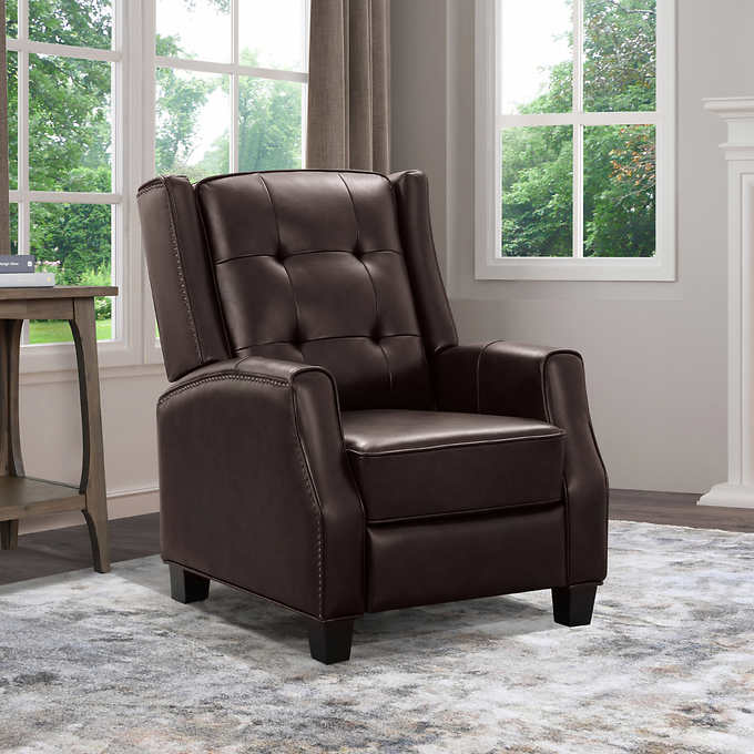 Garrett Leather Pushback Recliner Costco, Brown Leather Chairs Costco