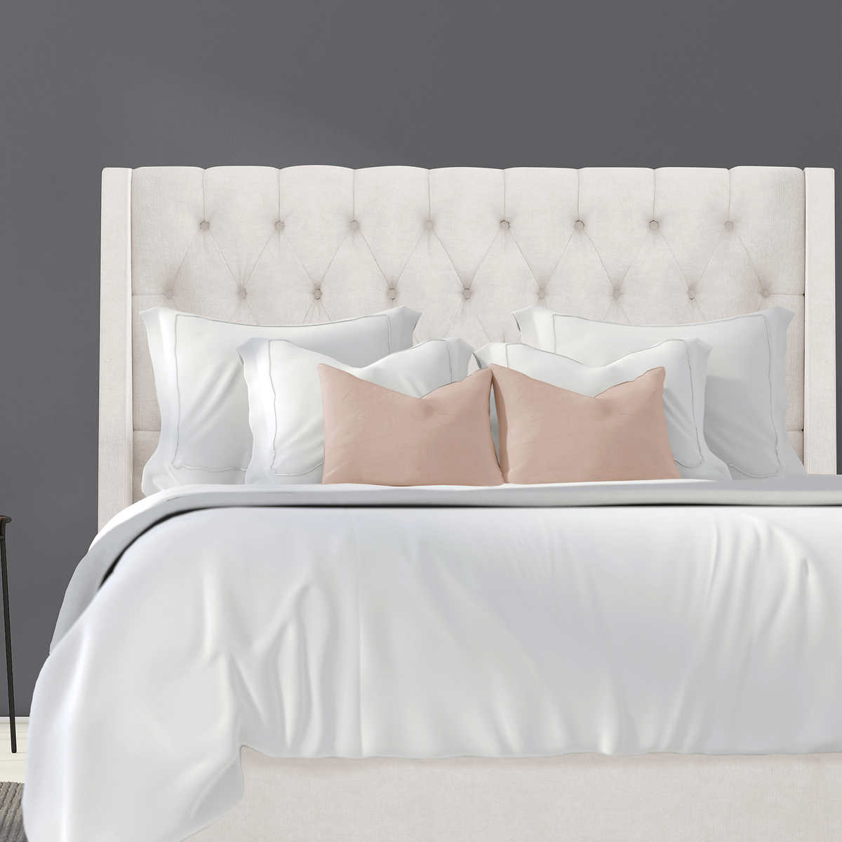 Thorton Tufted Wingback King Bed Costco, White Upholstered King Bed