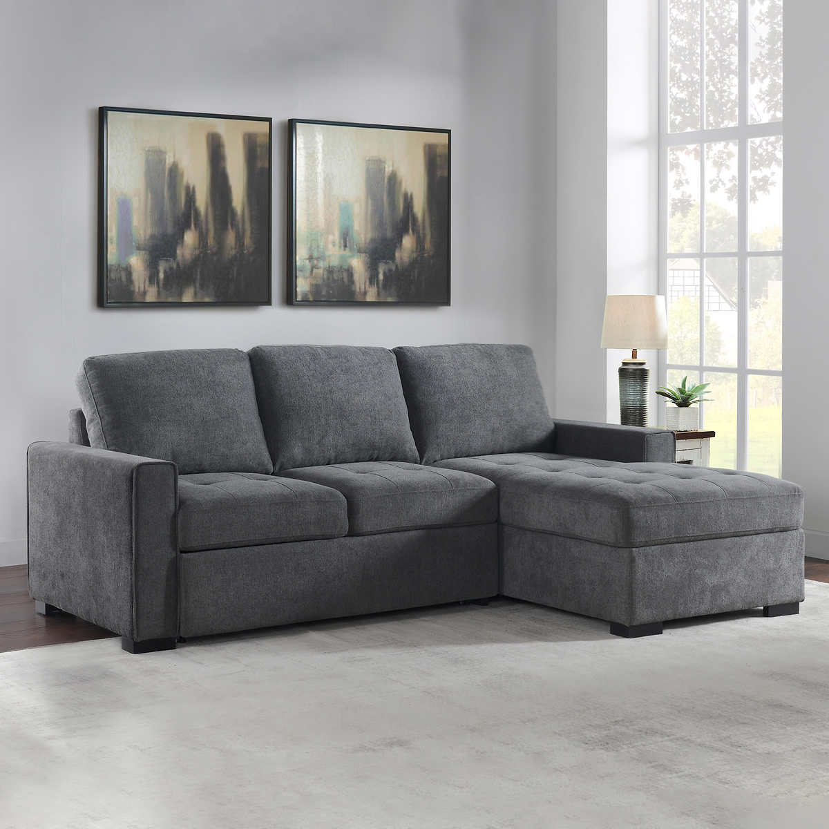Kendale Sleeper Sofa With Storage, Bandlon Sofa Chaise With Pull Out Sleeper And Storage Rack