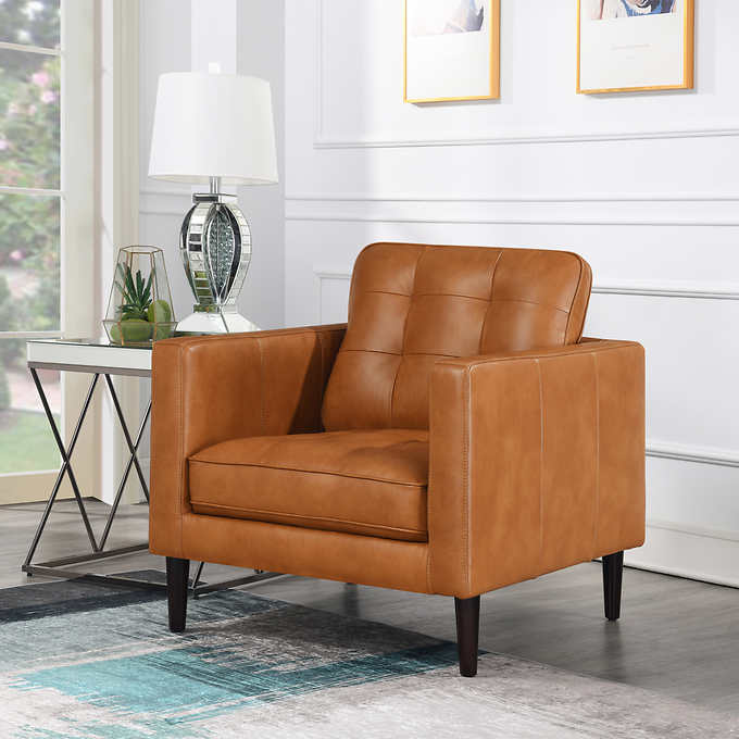Harstine Leather Chair Costco, Leather Chair Brown