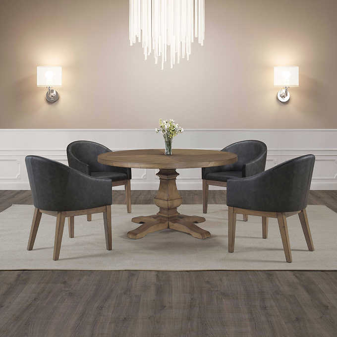 Brinn 5 Piece Round Dining Set Costco, Wood Dining Table Costco