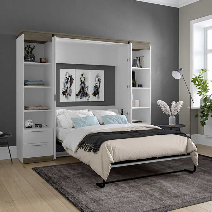 Orion Full Wall Bed With 2 Shelving, Costco Folding Bed Frame
