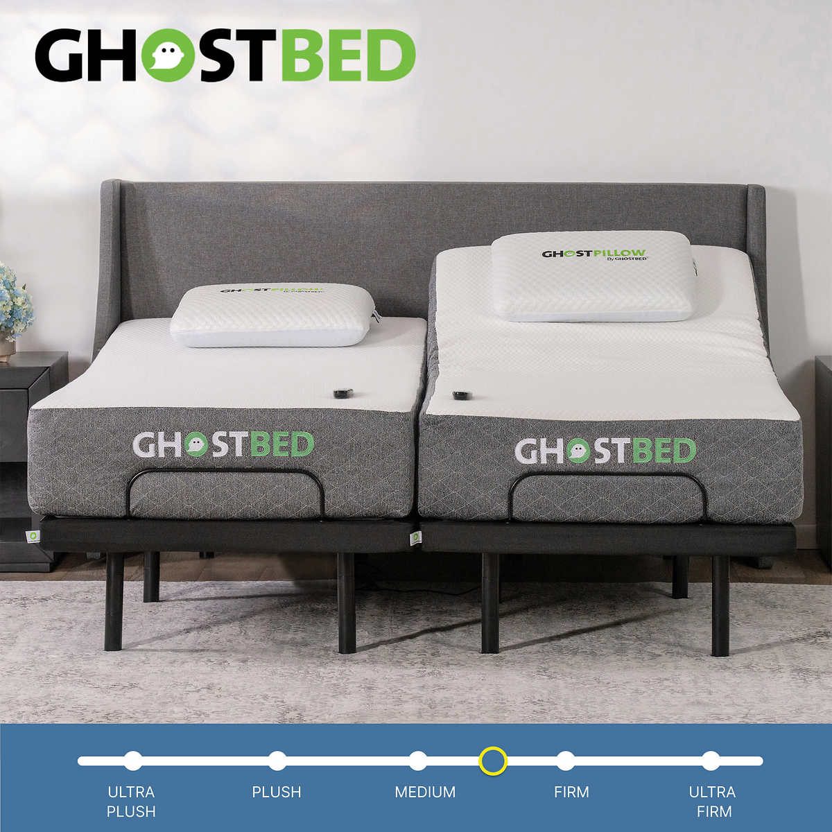 Ghostbed 11 Memory Foam Mattress With, Queen Size Dual Adjustable Bed
