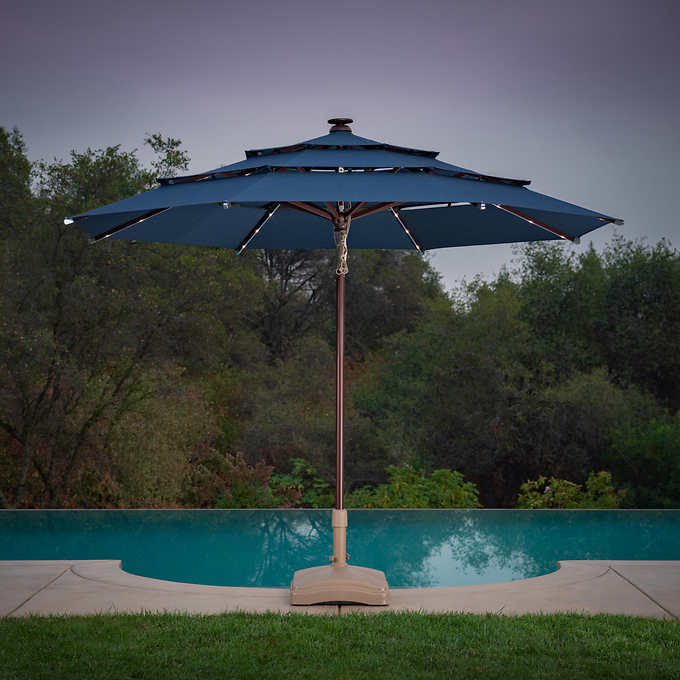 Proshade 11 Solar Led Aluminum Umbrella With Tilt Costco - Does Costco Have Patio Umbrellas