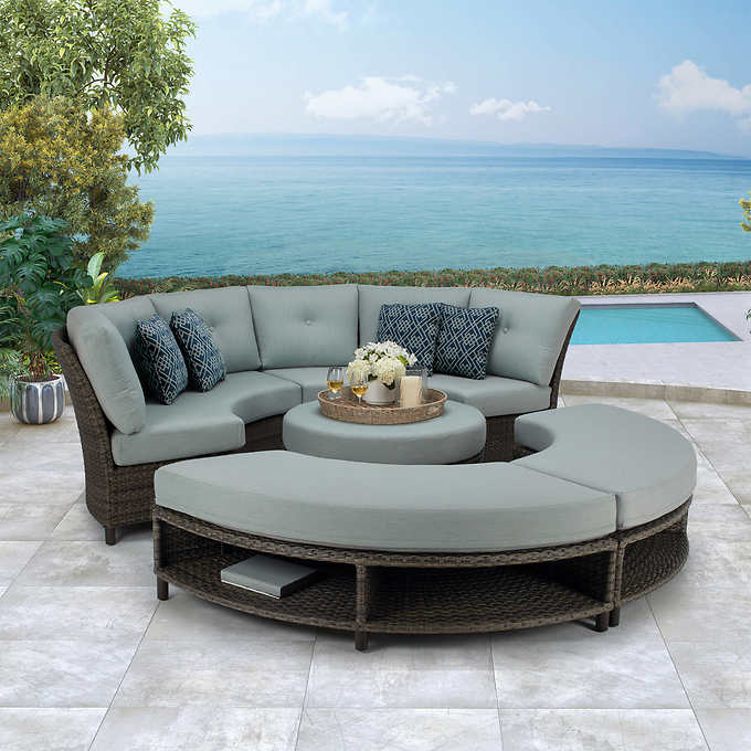 Agio Fresno 5 Piece Woven Sectional Costco - Replacement Cushions For Outdoor Furniture Costco