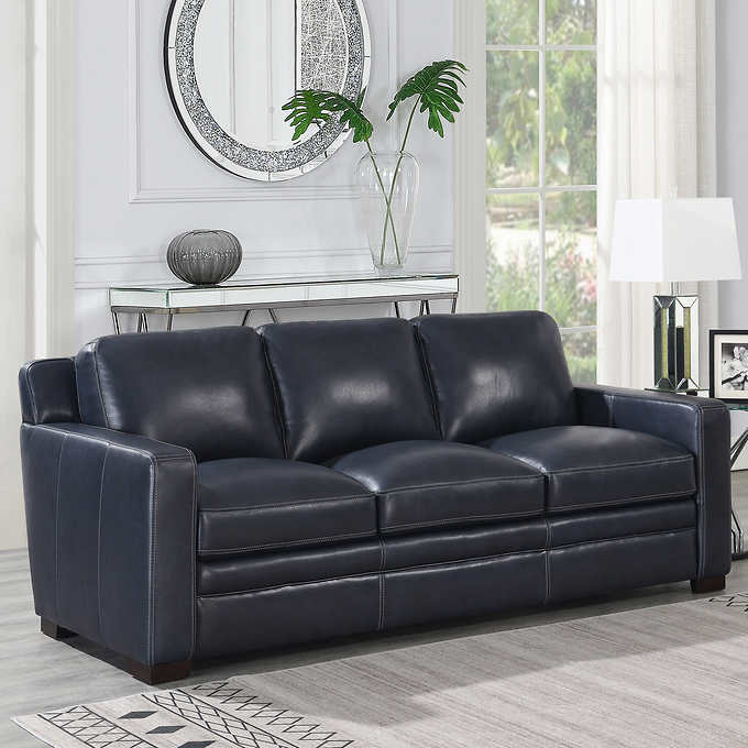 Chanton Leather Sofa Costco, Small Blue Leather Sofa