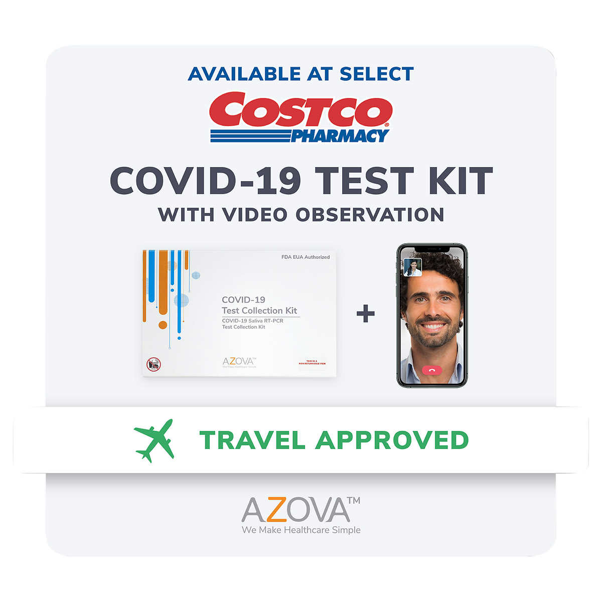 Covid-19 Saliva Pcr Test Kit With Video Observation For Travel By Azova Costco