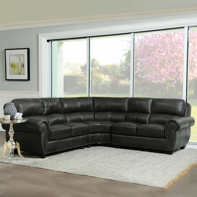 Emory Leather Sectional Costco, Sectional Sofa Leather Black