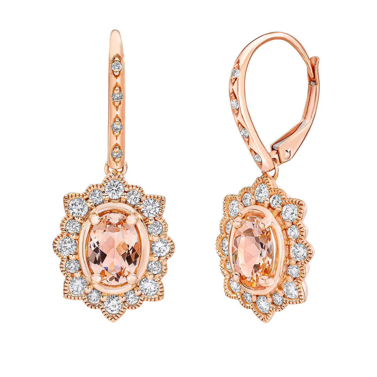 Gemstone Oval Shape 10k Rose Gold Earrings for Women Details about   Morganite 3.66 Ct 