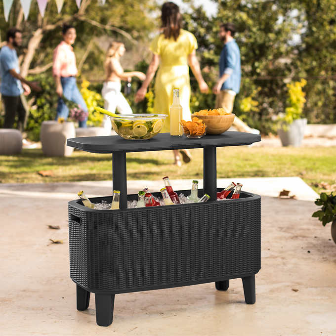 Keter Bevy Bar Table And Cooler Combo, Decorative Patio Coolers