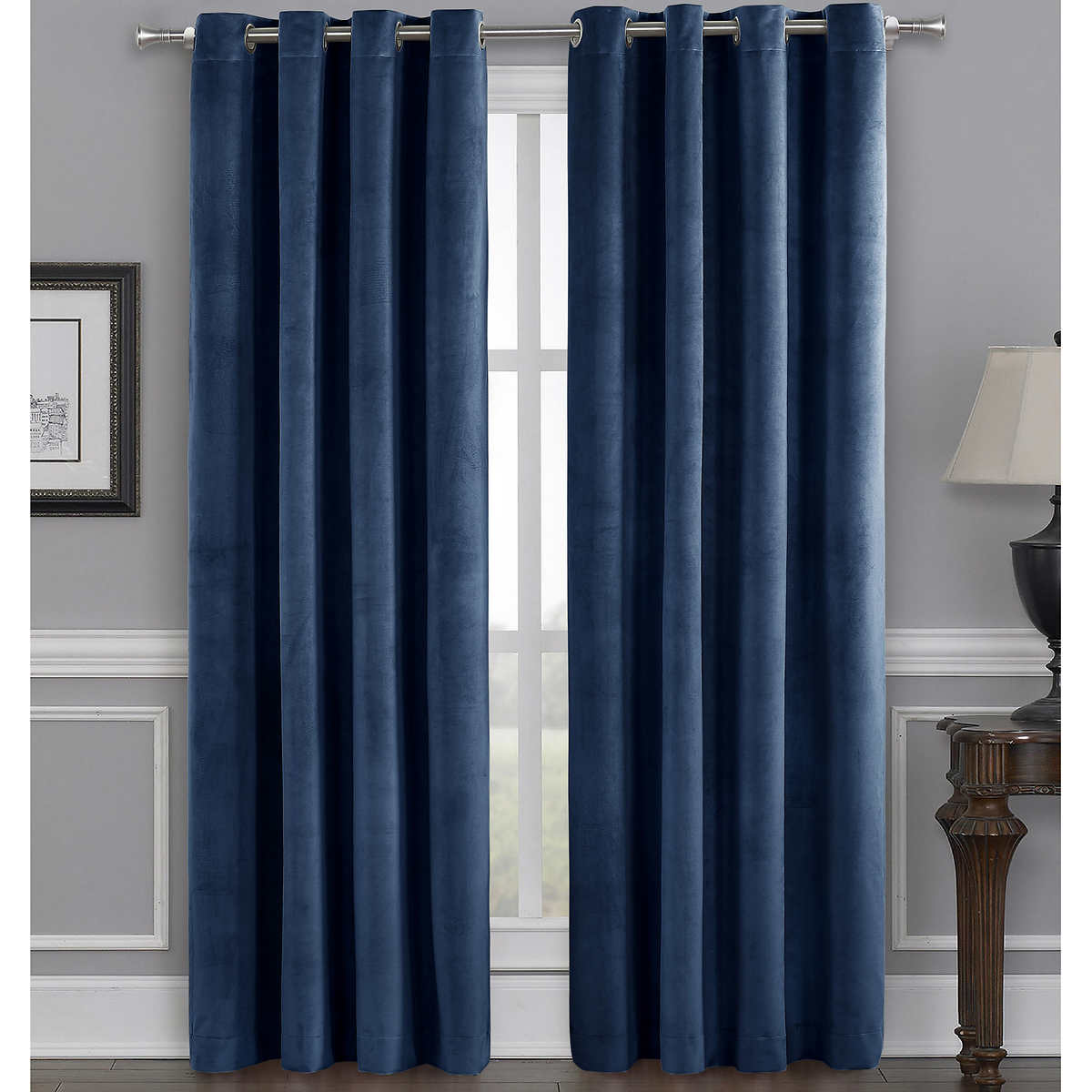 Total Blackout Velvet Window Curtain 2, Blue Curtains For Bedroom B Maximum Width