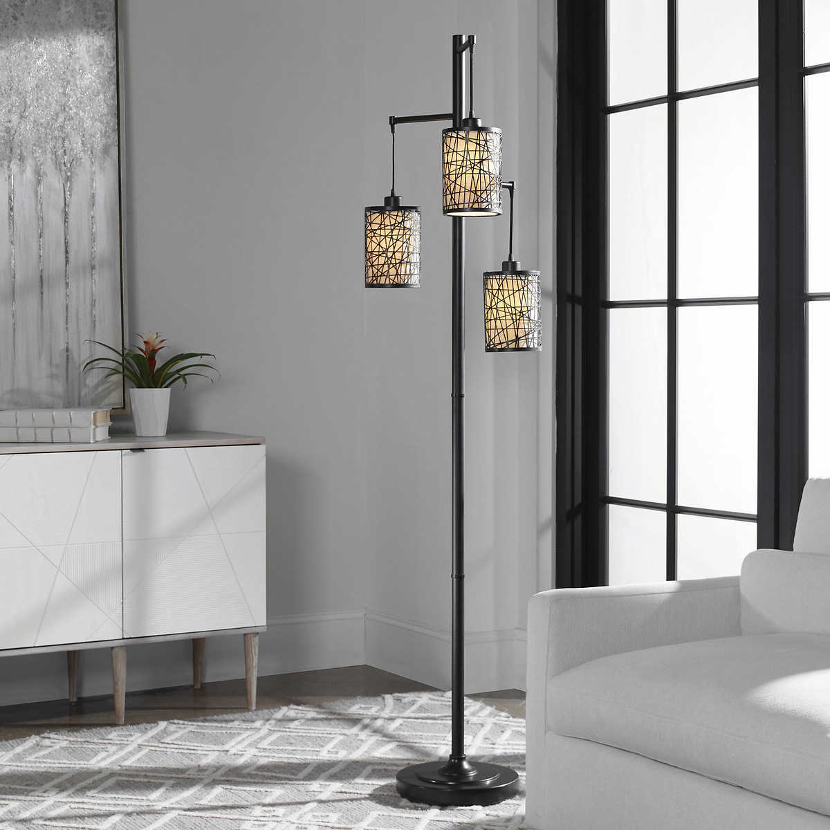 Black Floor Lamp w/LED Bulb Bedroom Living Room Home Modern Lighting Decor Gift 