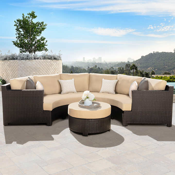 Belmont 3 Piece Curved Sectional Costco - Outdoor Furniture Sunbrella Sectional