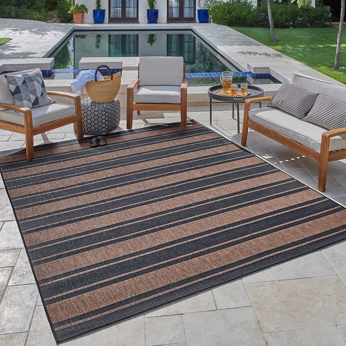 Naples Indoor Outdoor Rug Collection, Light Blue And White Striped Outdoor Rug