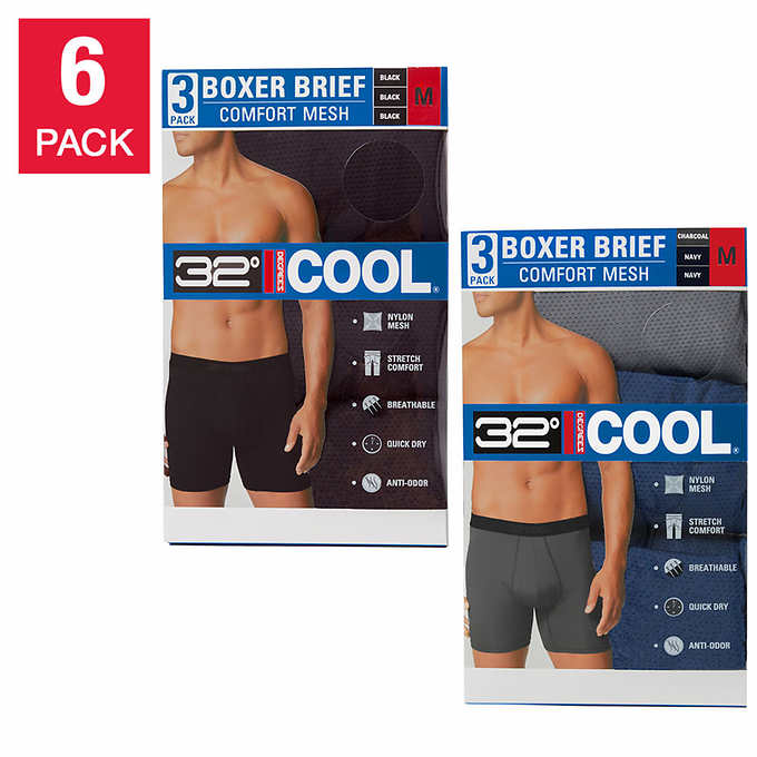32 Degrees Men's Comfort Mesh Boxer Brief, 6-pack | Costco