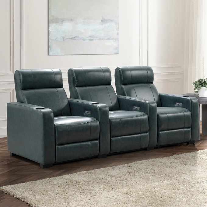 Melbourne 3 Piece Leather Power, Leather Theater Chairs