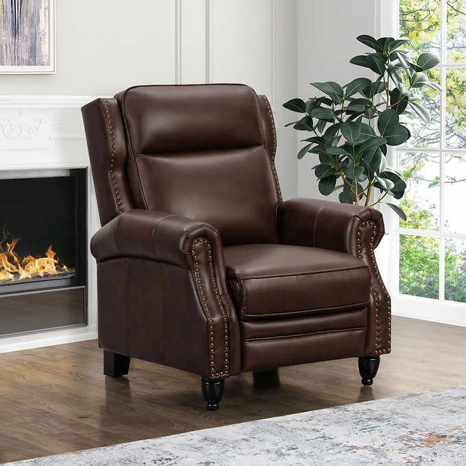 Pollenzo Leather Pushback Recliner Costco, Push Back Leather Recliner