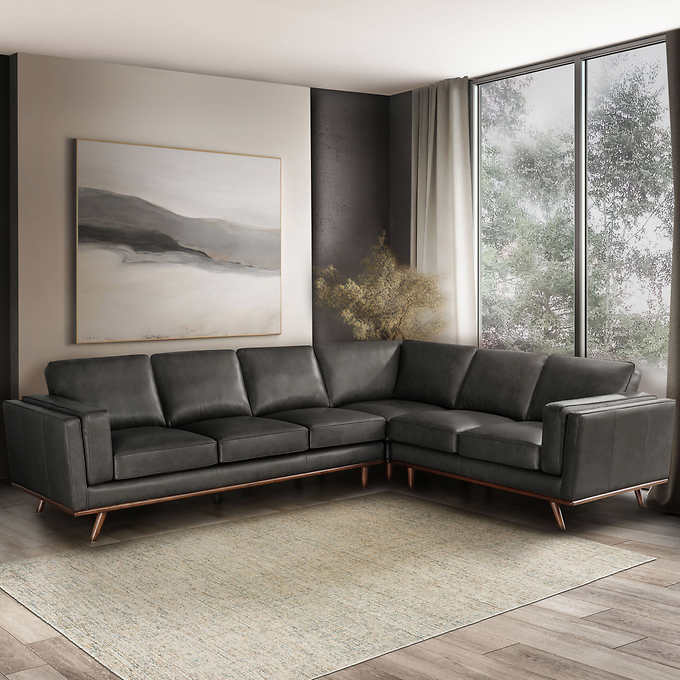 Positano Leather Sectional Costco, Brown Leather Couch Costco
