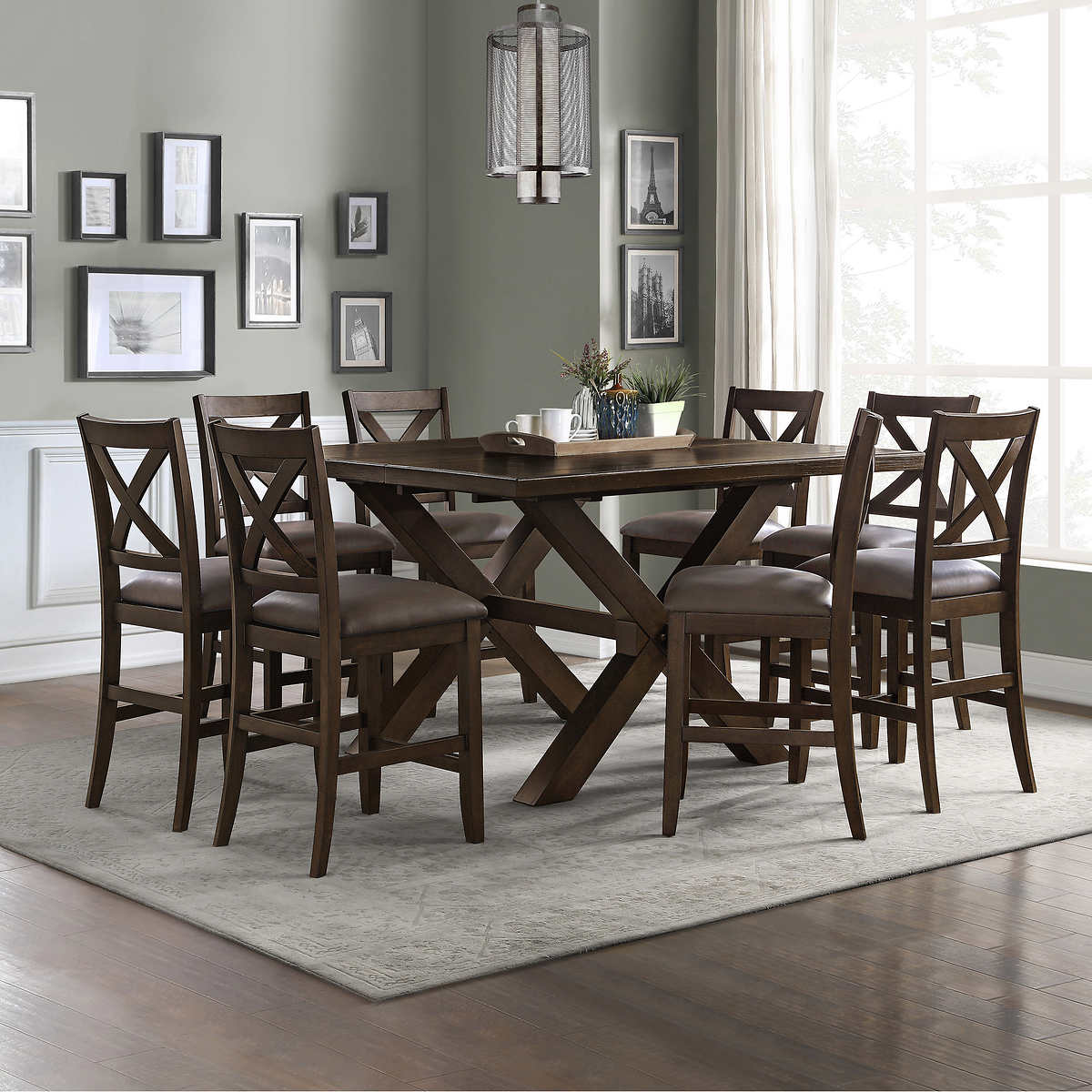 Langston 9 Piece Counter Height Dining, Counter Height Dining Table 8 Chairs