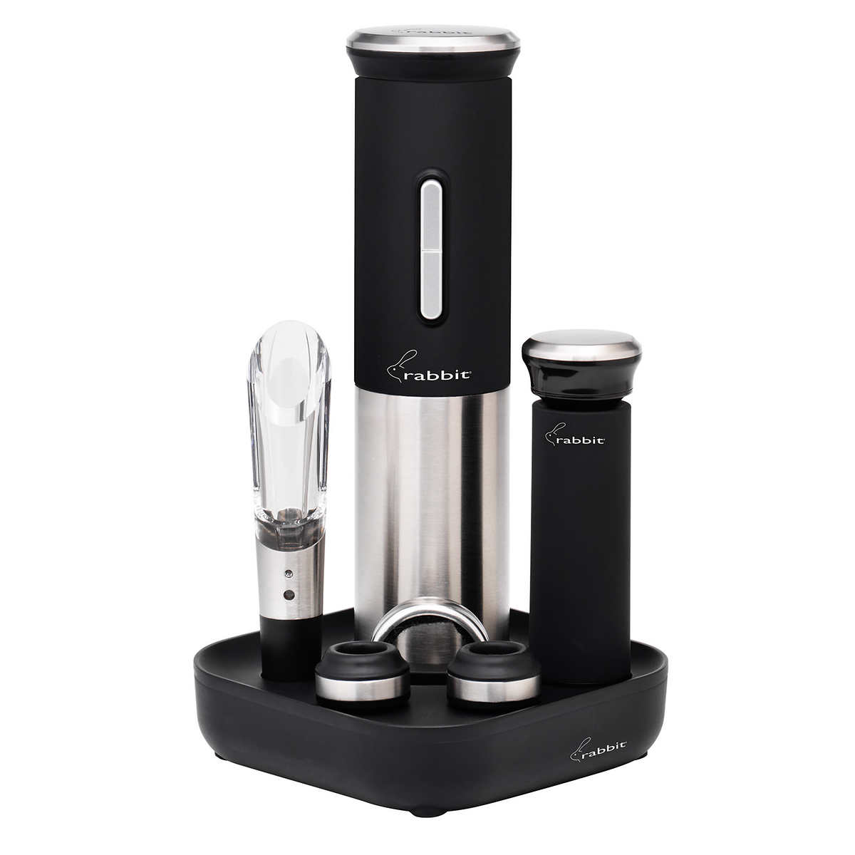 Rabbit Rechargeable Electric Wine Opener Set Stainless Steel wt Foil Cutter Cork 