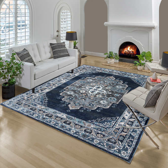 Empire Home 18-Piece Floral Beige & Blue Bathroom Set Rugs Towels Included 