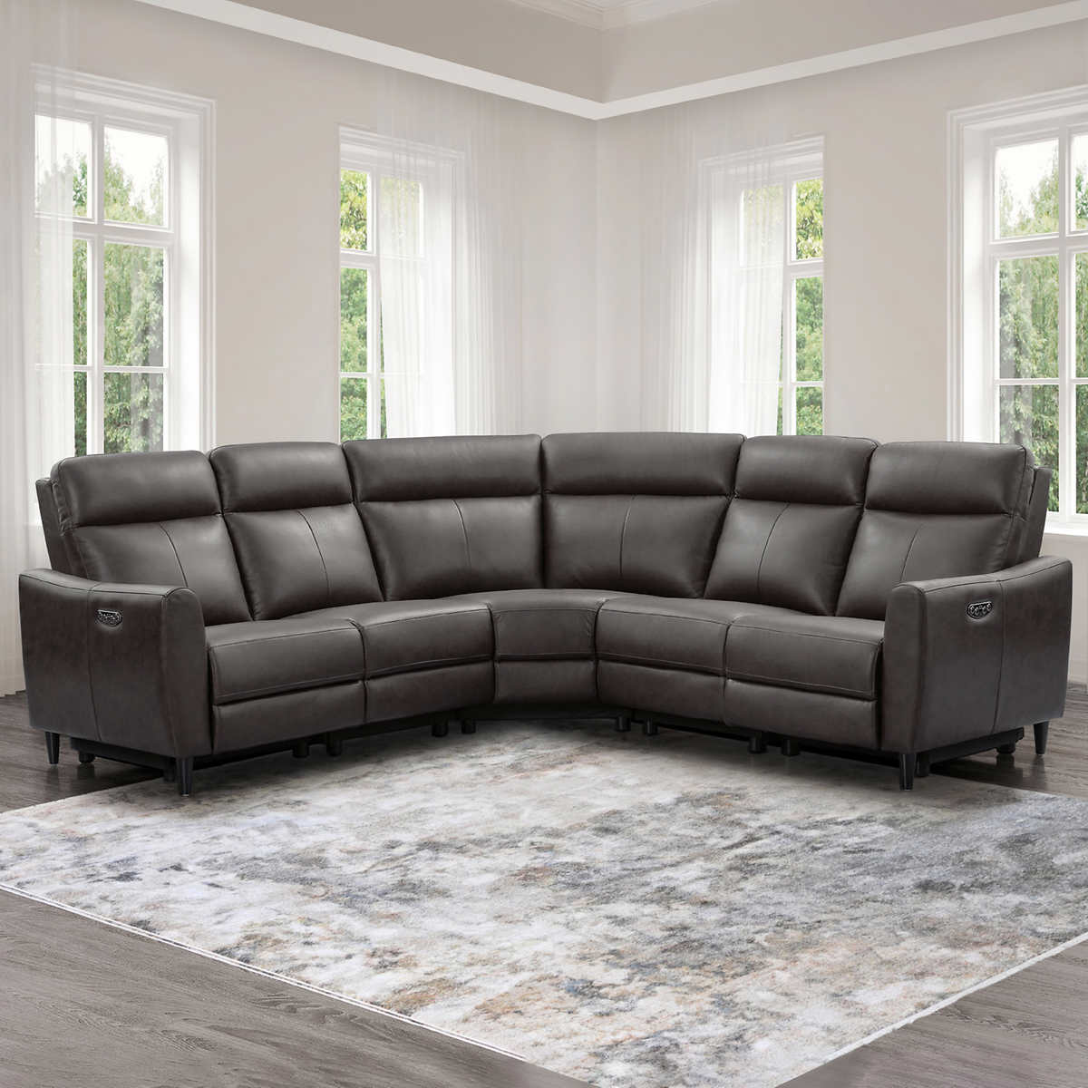 Tomasino Leather Power Reclining, Leather Sectional Costco