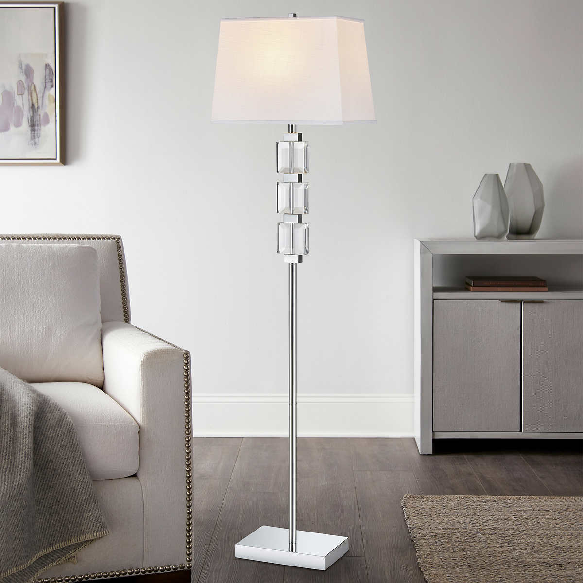 Home Decor Valencia Diamond & Chrome Table Lamp Base & Shade 