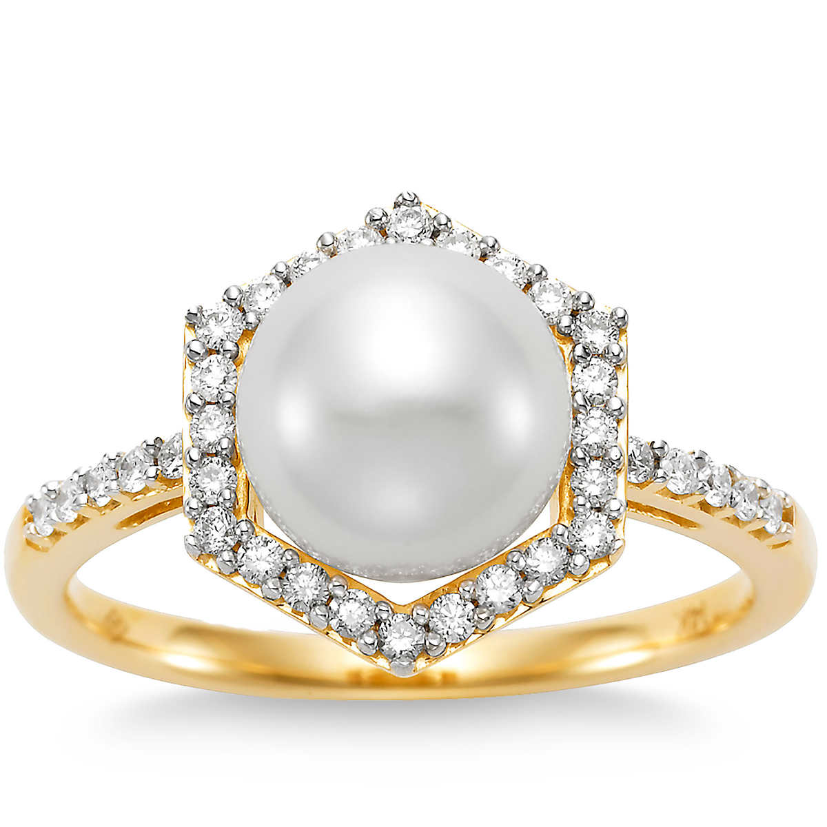 8-8.5 mm Details about   Amour 10k Yellow Gold Cultured Freshwater Pearl Ring 