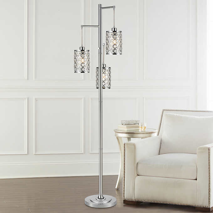 Gisele Crystal 3 Arm Floor Lamp Costco, Floor Lamp With Shade And Crystals