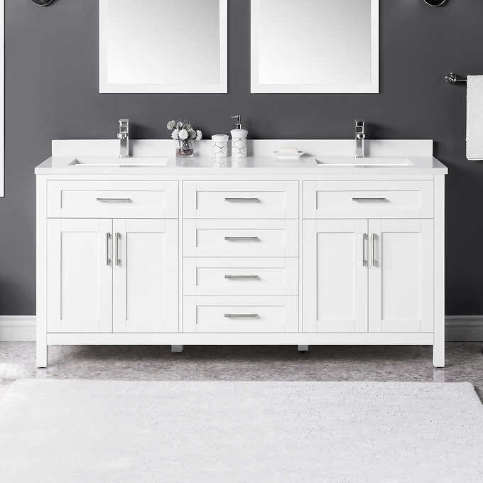 Ove Decors Parkway 72 In Bath Vanity W, 72 White Bathroom Vanity With Quartz Top