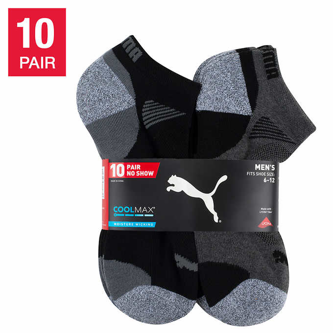 Essentials Mens 10-Pack Cotton Half Cushioned No-Show Socks 
