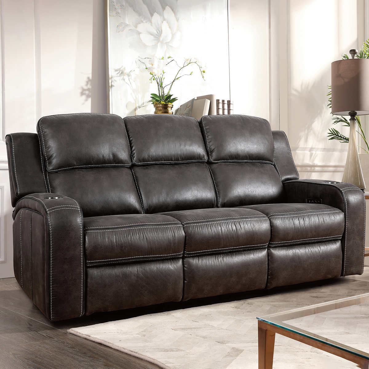 Matteus Fabric Power Reclining Sofa, How To Cover A Leather Recliner Sofa With Fabric