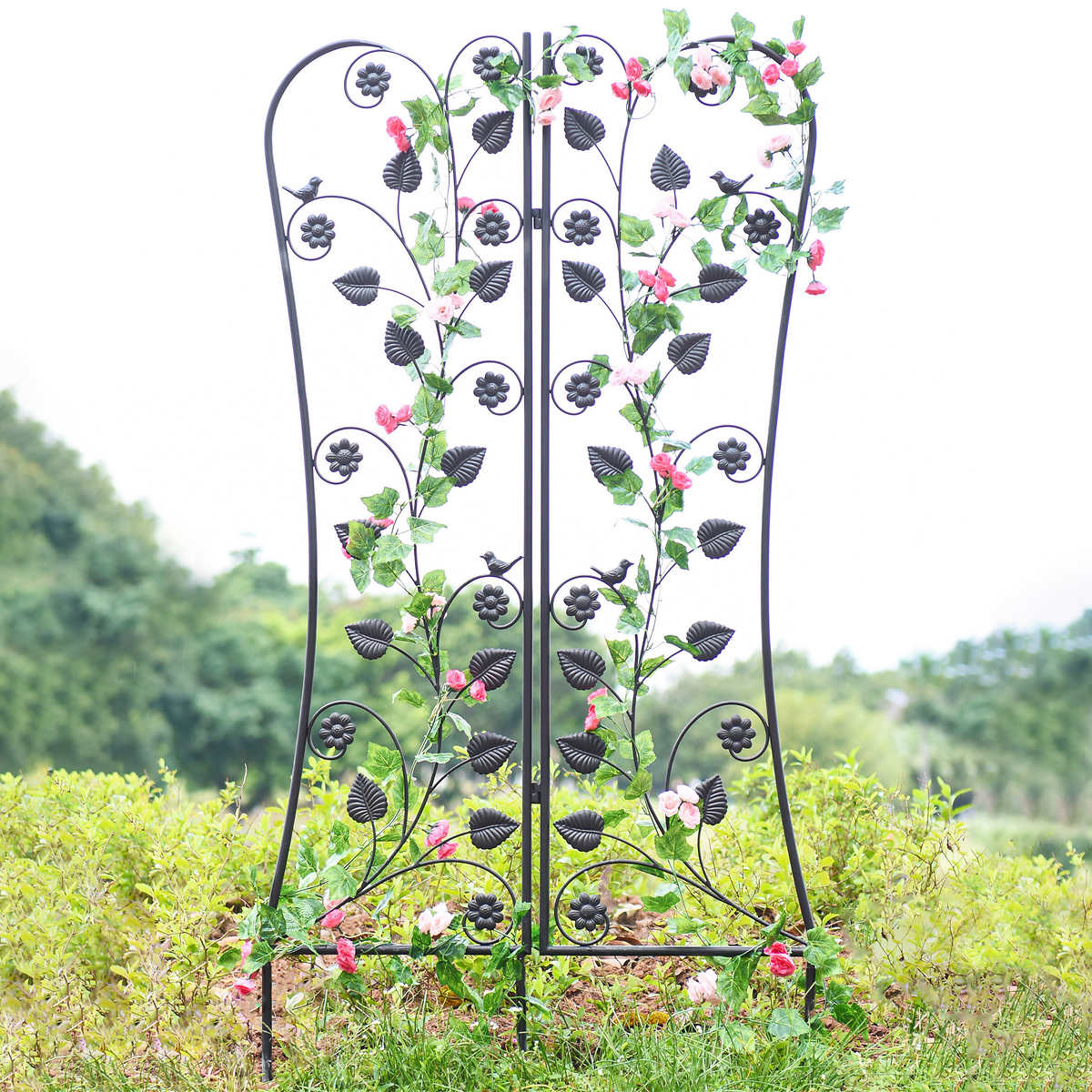 65" Wrought Iron Mable Trellis Metal Support For Vines & Flowers 