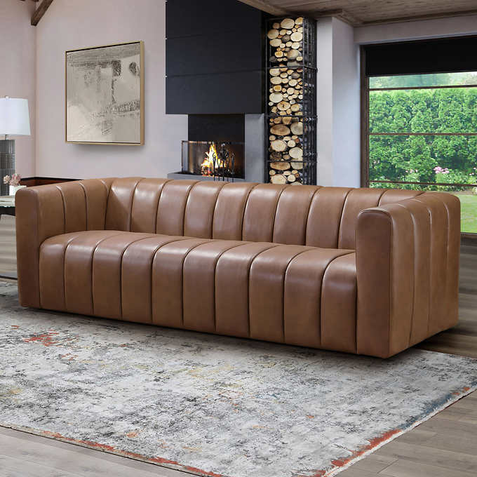 Last Tremble Successful Gianna Top Grain Leather Sofa | Costco