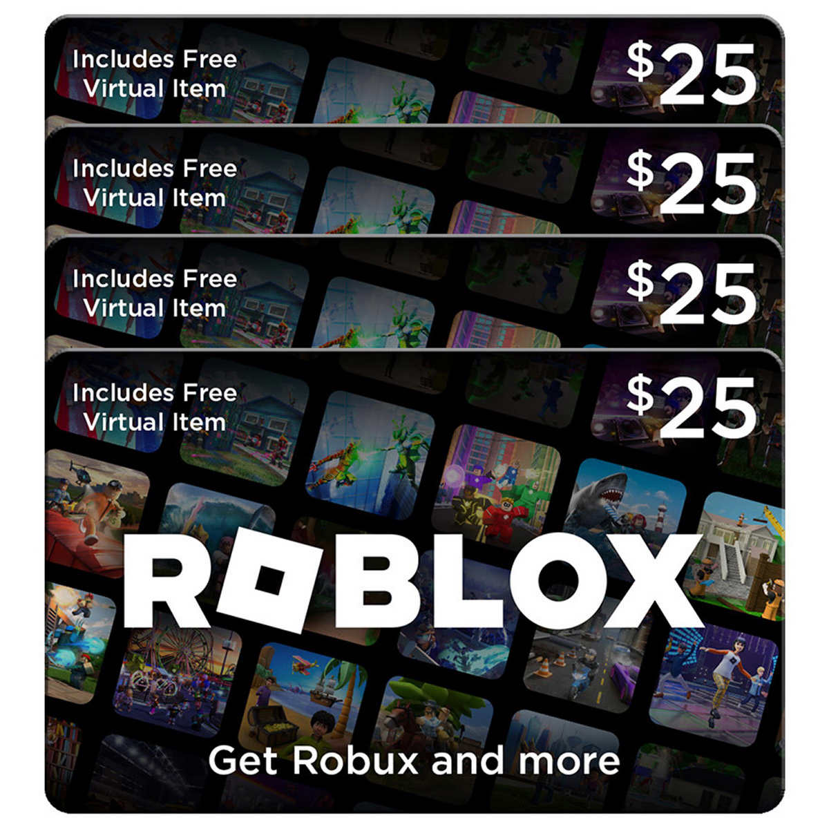Roblox Four $25 Gift Cards Digital Download, Includes Exclusive Virtual  Item | Costco