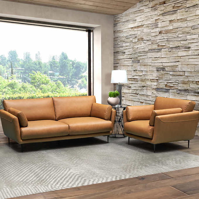Forkæle Normalisering ledelse Hallie Top Grain Leather 2-piece Set – Sofa and Chair | Costco