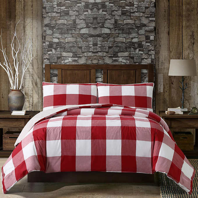 Hamilton Grey Tartan Duvet Quilt Cover Stripe Check Red Boys Mens Bedding Set 