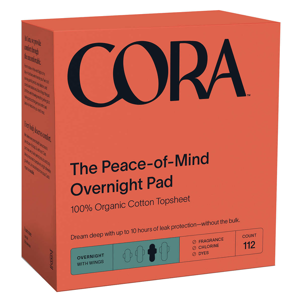 Cora The Peace-of-Mind Overnight Pad, 112ct