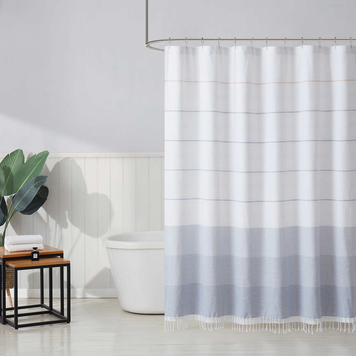 extra value shower curtain, Set of Hooks, Noodle bath mat Shower Set includes 1 