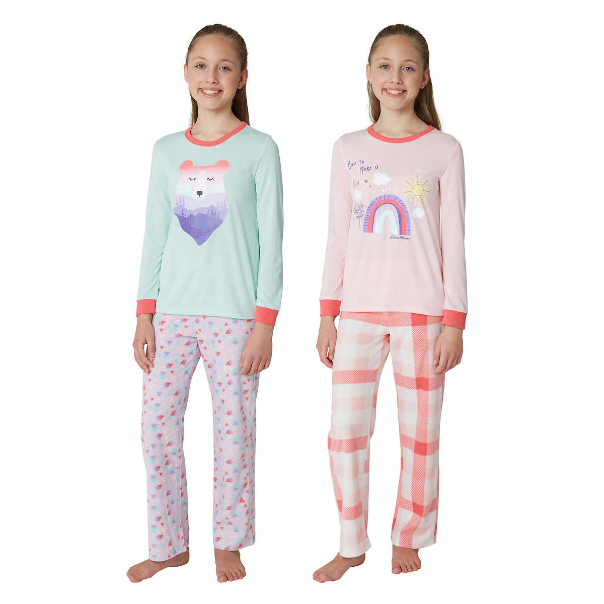 Kirkland Signature Girls' 4-Piece Pajama/ Pyjama Set 100% Cotton Size 4/ 5 years 