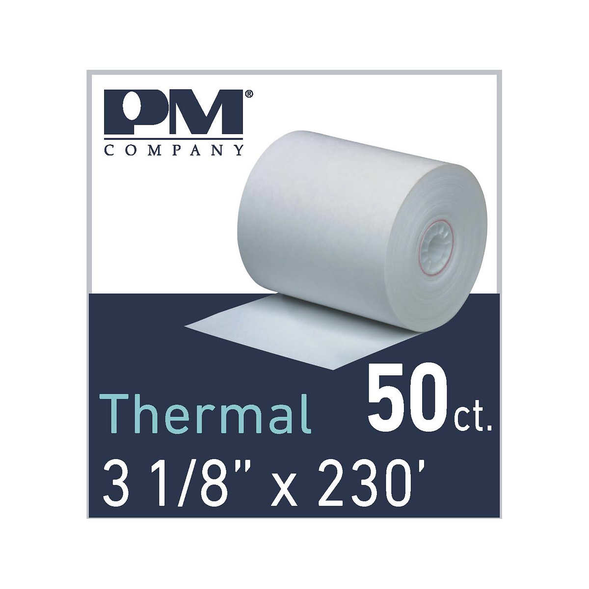 3-1/8"x230' White Thermal Credit Card Paper Roll 50/ct 