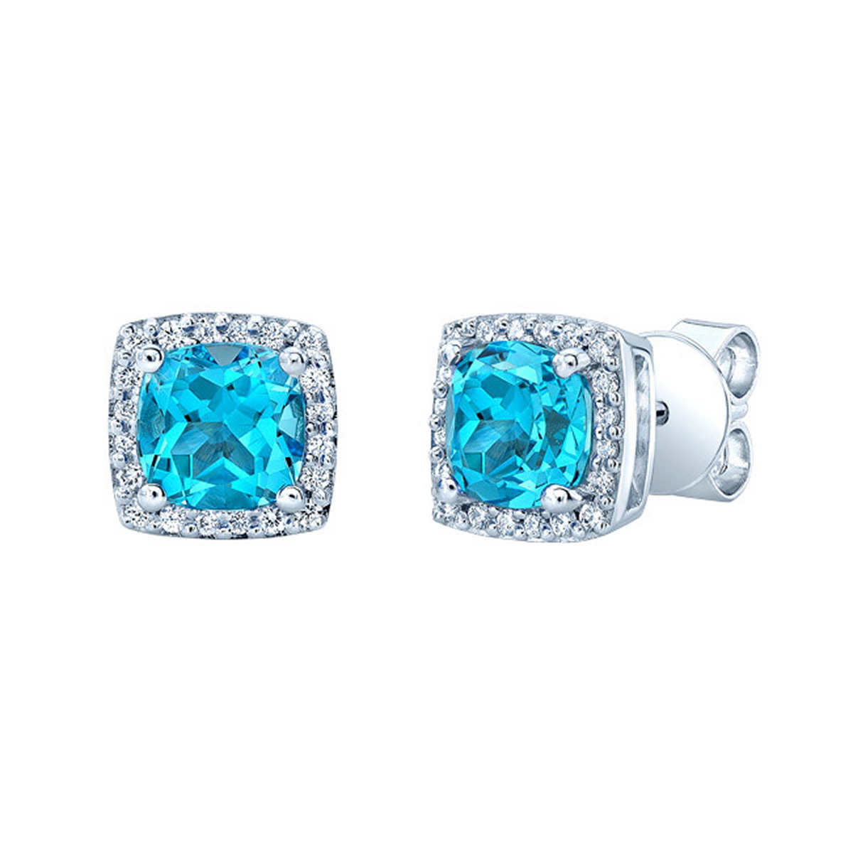Swiss Blue Topaz and Diamond 14kt White Gold Earrings | Costco