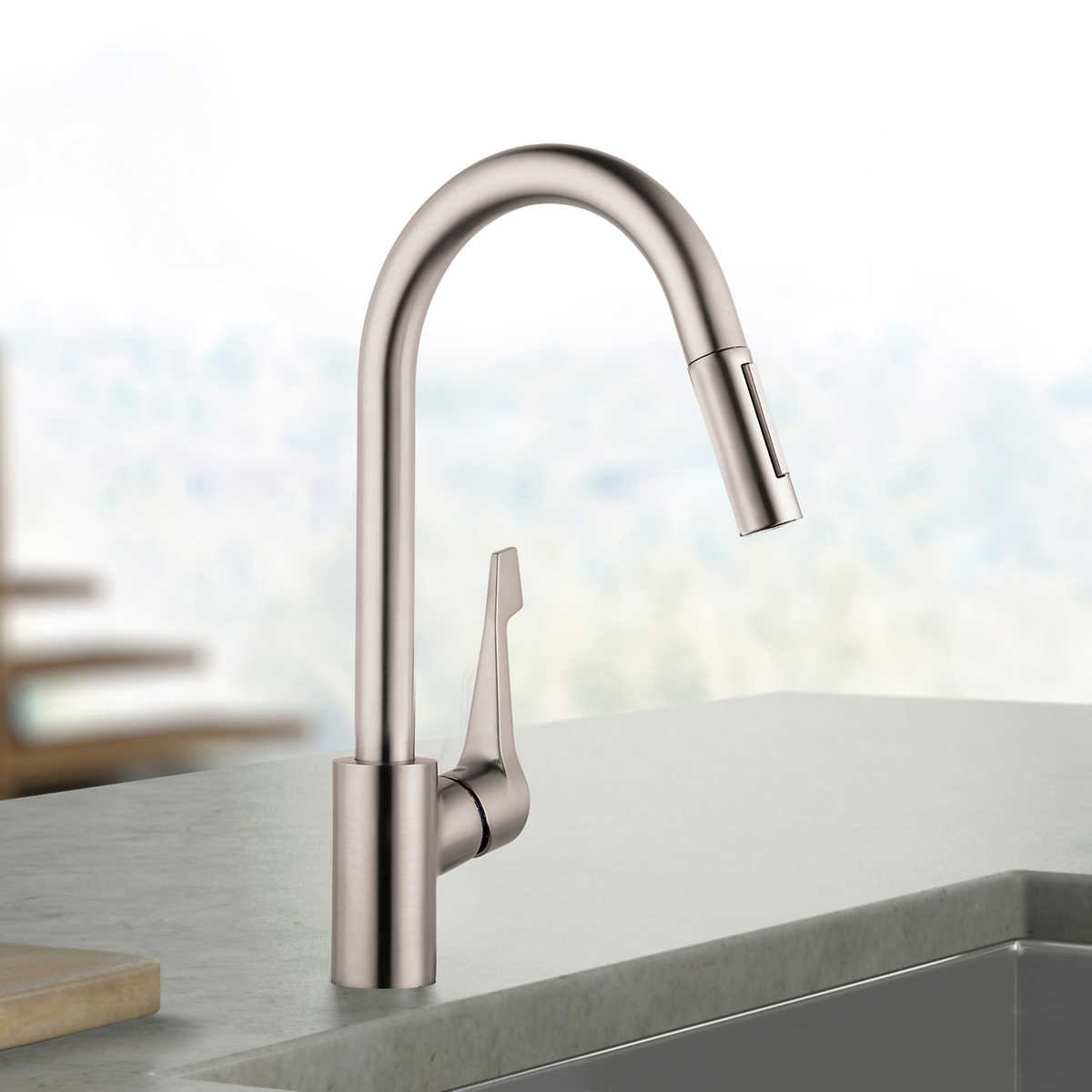Hansgrohe Cento Kitchen Faucet In Steel Optik Chrome Finish