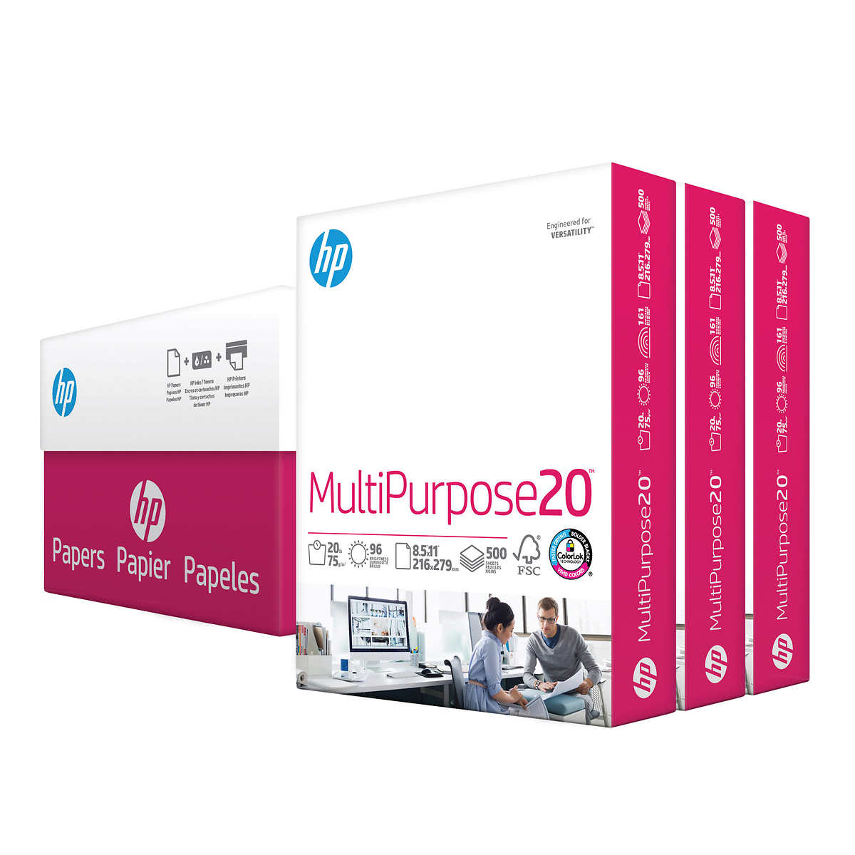 HP Printer Paper 8.5x11 MultiPurpose 20 lb 1 Ream 500 Sheets 96 Bright Made in 